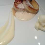 ホタテ貝のポワレとラフランス