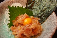 愛媛県の脂ののった鯵のなめろう。濃厚な「鯵わい」をお楽しみ下さい。