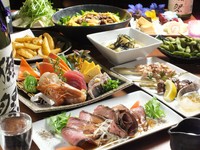 和牛と刺身付メイン料理が選べる1番人気のコース！　飲み放題なしの場合は2500円。
