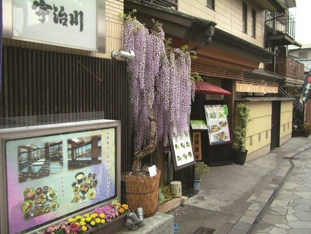 藤の花が美しい季節の彩りを添える店構え
