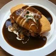 Omelette rice demiglas sauce