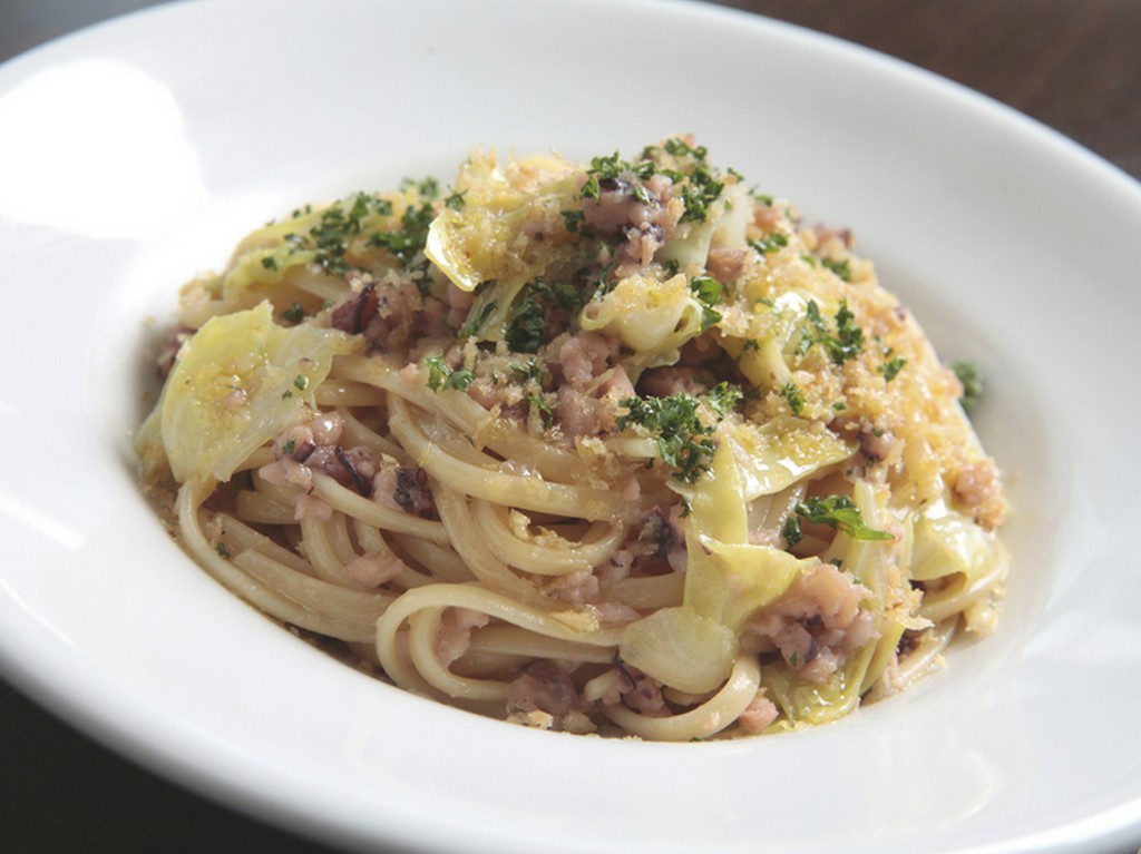 旬の味満載！　『蛸ミンチと春キャベツのアーリオ』