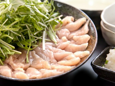 〆はうどんか雑炊にできる『鶏しゃぶ　「鶏・水菜」』