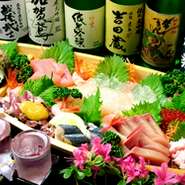 金沢の旬の食材を取り揃えた「高級海鮮コース」など多数用意