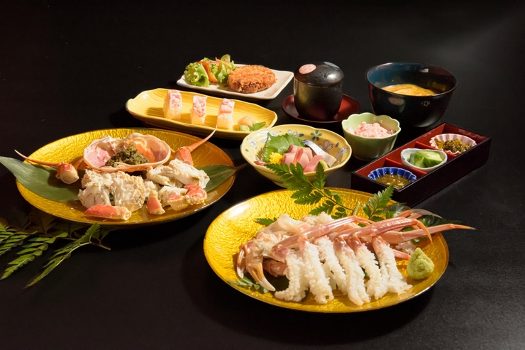 Crab sashimi course