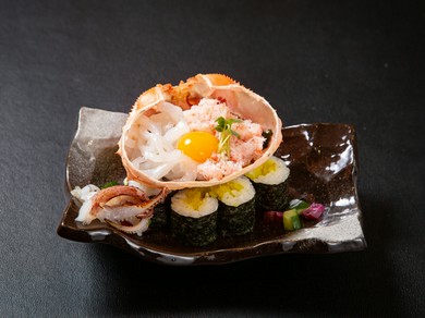 【名物】山陰!イカかに合戦!　土台の細巻きにかけて召し上がれ♪