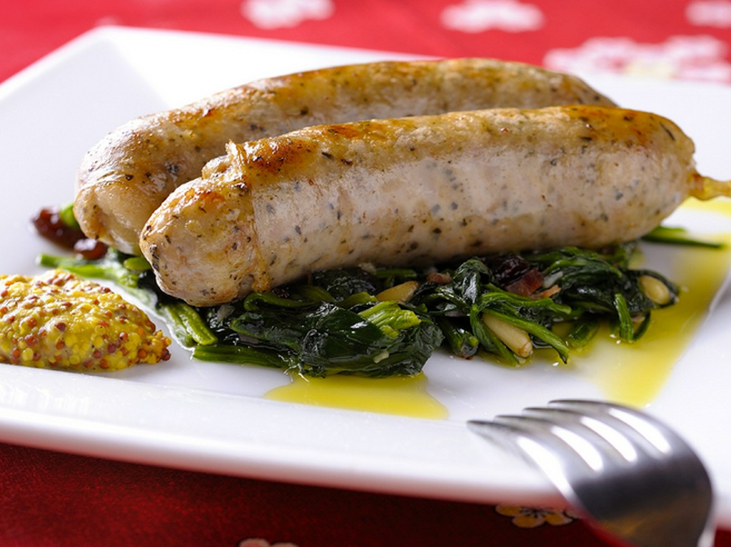 『カタルーニャソーセージのホウレン草ソテー添え』