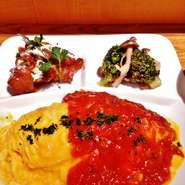 オムライス＋おかず2品＋サラダ