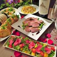 ワインラウンジらしさ溢れるお洒落で美味しいコース内容になっております。