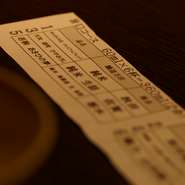 1つ60mlのお酒を6種類、計2合分の『飲み比べセット』が2000円。タイプ別に3つのコースが用意されています。