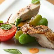 野菜のみならず、牛肉、豚肉、鶏肉と生産者がわかる食材を使用するのも【イオ　ラシック】のこだわりの一つ。訪れる人を満足させるために選りすぐった食材を使用したおいしいイタリアンが味わえます。
