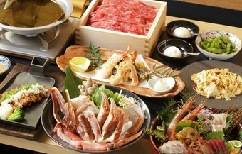 蟹好きにはたまらない！！ワンランク上のご宴会にお薦めのコース。飲み放題はドリンクなんと70種超！