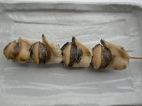 さざえに似た貝でコリコリした食感のおすすめの串です。