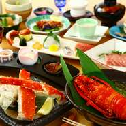 和牛とタラバ蟹、そして伊勢海老料理がついた特別コース！大切なイベントを最高の料理でご堪能ください！