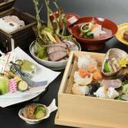 公的な場面の接待や顔合わせから、プライベートでの特別な集まりに、京野菜や産直の魚介を使用した多彩な料理が華を添え、いつもと違う贅沢な時間を過ごせます。お祝い事、また親族での集まりなど、人生の節目に。