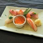 あまり量が食べられない、そんなあなたへ！政寿司が厳選したスペシャルな七貫！とろ・大ぼたんえび・ずわいがに・いくら・日替わり三貫握り