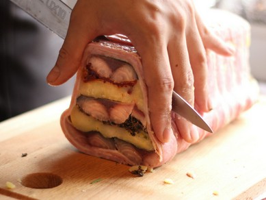 炙りしめ鯖、じゃがいも、ベーコンのテリーヌ