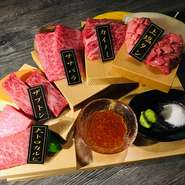 本日の料理長お薦め...
厳選!!上肉希少部位5種盛りでございます!!
Mサイズは1種2切ずつの5種なので少人数の方へお薦めします。


