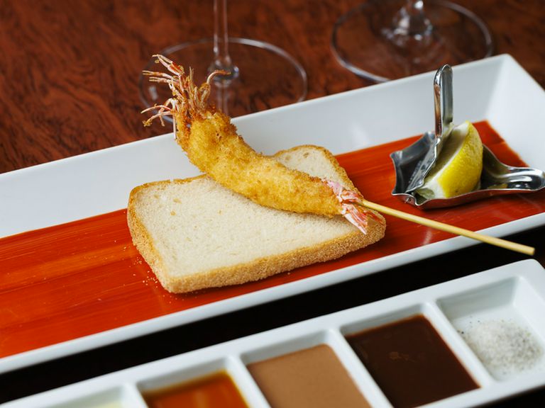 ワインに合う！上品な甘みと食感が絶品『活〆車海老の串揚げ』