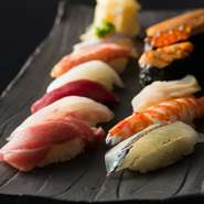 先付／造り／おまかせ寿司（12貫）／お椀