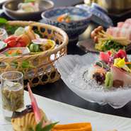 前菜／吸物／造り／煮物／焼物／合肴／食事／留椀／香物／水菓子