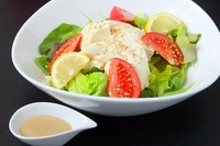 濃厚なゴマドレッシングが魅力。豆腐も野菜もたっぷり食べられる、女性に人気のヘルシーメニューです。