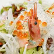 見た目も鮮やか。さっぱり食べられる『和びさび海鮮サラダ』