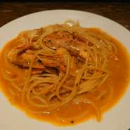 赤海老とホタテのトマトクリームスパゲッティ