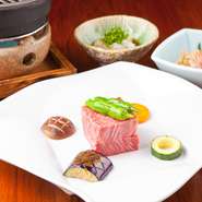 噛みしめるごとにお肉の旨みが広がる『和牛ヒレ　コンロ焼き』