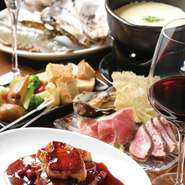 ちょっぴり贅沢したい特別な夜にはコースがおすすめ。自慢の和牛鉄板焼きが楽しめるコースは飲み放題付きもご用意。おいしいお肉とワインとともに、特別な夜が過ごせます。