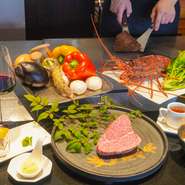 厳選した国産牛に加え伊勢海老もお楽しみいただけるコースです。