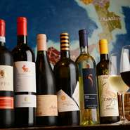 イタリアンと楽しみたいワイン。グラスワインは約10～12種類のイチオシをセレクト。ボトルワインのラインナップも60種前後と豊富なため、ワイン中心でも楽しいお店です。