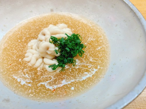 真鱈の白子のたらこ餡掛け