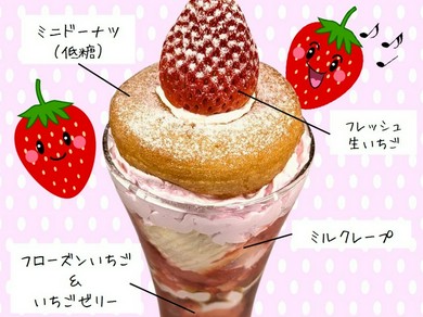 いちごとミニドーナツのパフェ