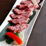 黒毛和牛A4以上の肉を使用。『カイノミ』など希少部位も充実