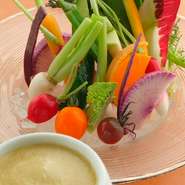 オリジナルのバーニャカウダソースで味わう『有機野菜のサラダ』