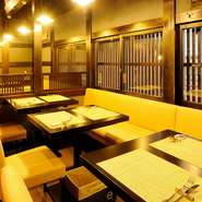 友人同士やご夫婦でのお食事、またはパーティーなどのご利用にどうぞ。カップルのデートにもオススメです。シーン、人数に合わせて何度でも訪れたくなるお店です。