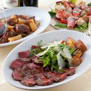 当店おすすめコース『デリツィオーゾコース』はすべてのメニューからお好きなお料理をお選びいただけるお得なフルコースです！前菜・ピッツァまたはパスタ・メインディッシュはお人数様に合わせて、品数が変わります。