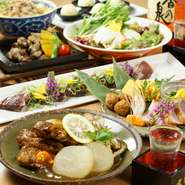 季節ごとに旬の野菜や肉を使用した毎月変わる「暁」コース♪ボリュームのあるお得な大人気のコースです！