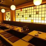 20名様迄OK!掘りごたつ席。歓送迎会などのご宴会にオススメのお席です！
