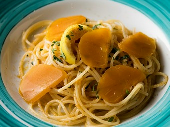 スパゲッティ　カラスミとレモンのアーリオ　オーリオ　エ　ペペロンチーノ