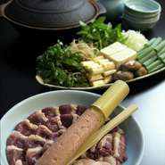 ・鴨ロースのサラダ
・河内鴨の鴨鍋
・〆の蕎麦
・シャーベット