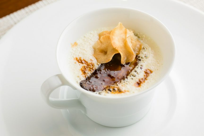 『菊芋のクリームスープ』名取の自家菜園で育てた菊芋を使用