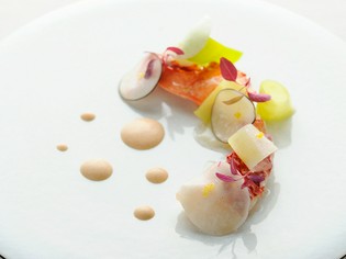 『ブルーオマールのティエドヴァニラ香るポワローと蕪を添えて』