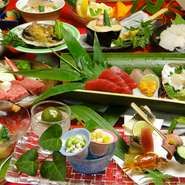 活かしあわびのステーキ＆お刺身や宮崎牛、旬の小鍋などが愉しめる人気の会席