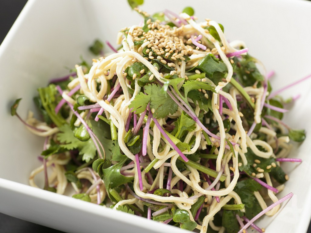 おつまみにもぴったりな『細切り押し豆腐と香菜　山椒オイルのサラダ』