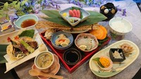 本日のお造り・天婦羅・茶碗蒸し・三種惣菜・ご飯・汁・香の物