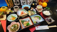 六切り松花堂、茶碗蒸し、ご飯、汁物、香の物