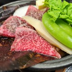 「A5ランク黒毛和牛」を夏野菜を代表する「丸茄子」に載せた田楽焼きでお楽しみ頂きます。