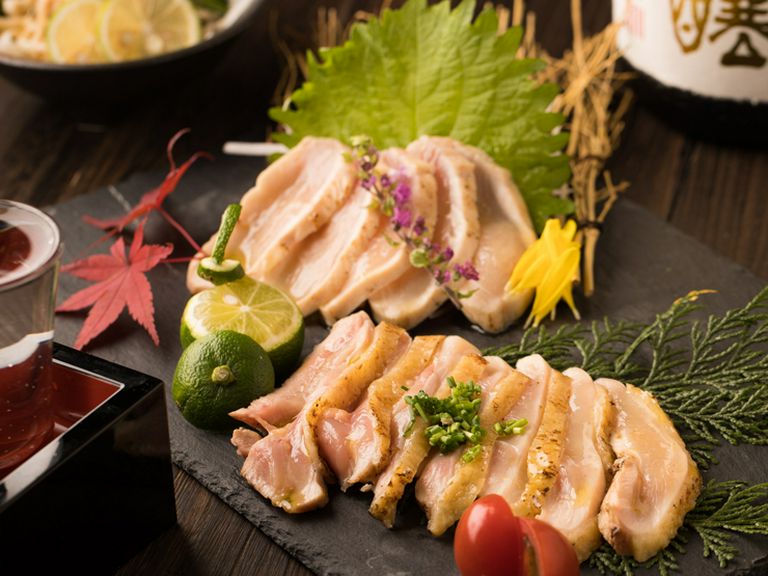 地鶏のたたき二種盛り